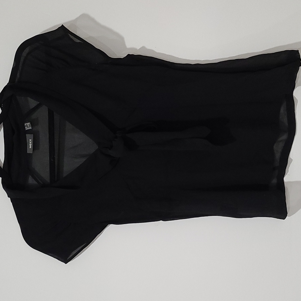 Sheer black short sleeve blouse